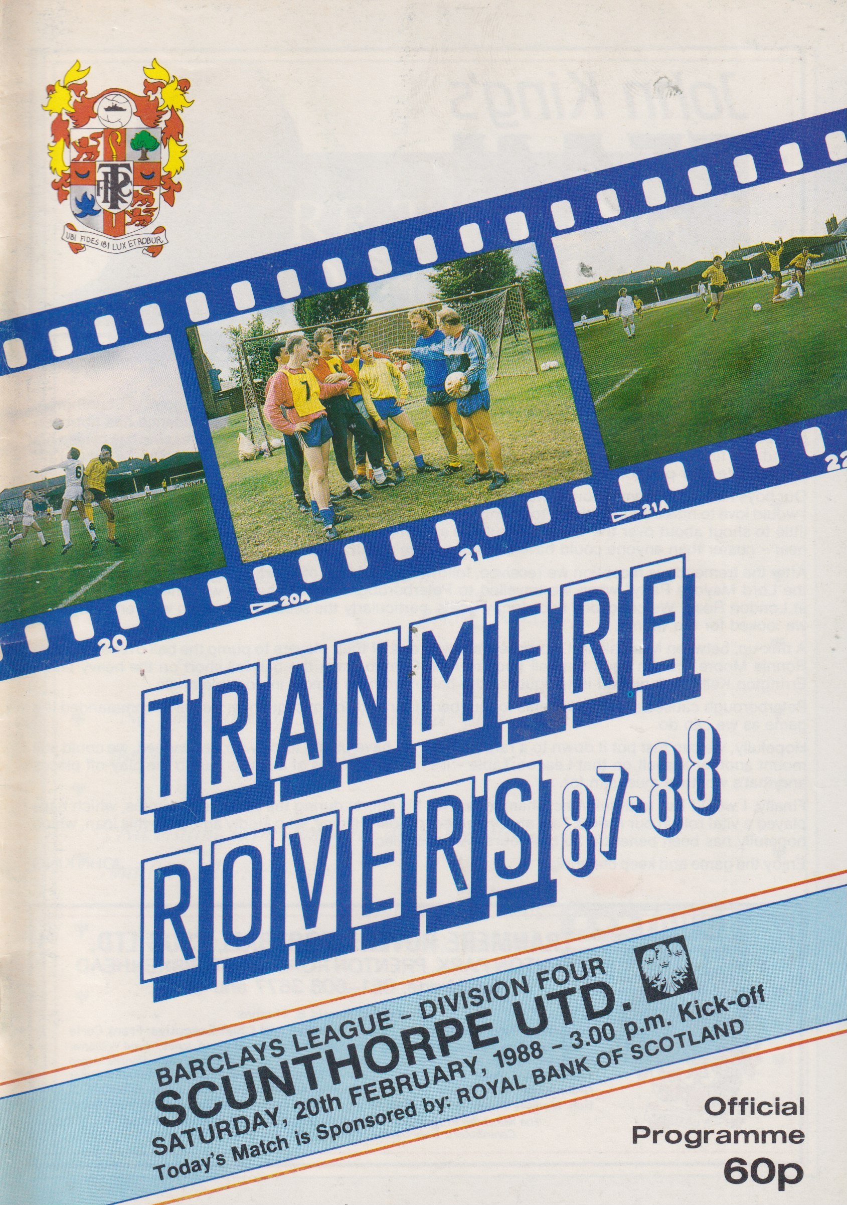 Tranmere Rovers v Scunthorpe United match programme